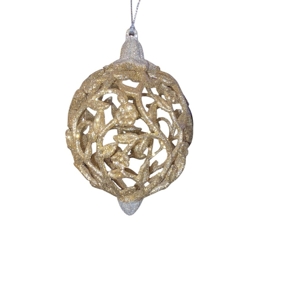Silver Gold Holiday ornate glitter jewel ball Christmas ornament sparkle Glam - Picture 3 of 7